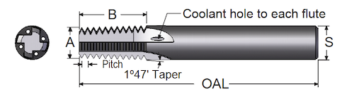 straight flute thread mill  with coolant